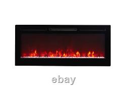 40 50 60 Electric Wall Mounted LED Fireplace 14 Color Wall Inset Black