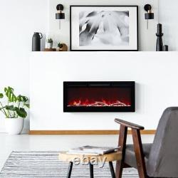 40 50 60 Electric Wall Mounted LED Fireplace 14 Color Wall Inset Black
