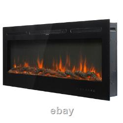 40/50/60 Fireplace LED Wall Build In Insert Electric Fire 9 or 12 Colour Flames