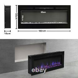 40 INCH BLACK RECESS INSERT FIRE WALL MOUNTED ELECTRIC FIREPLACE GLASS 1020 x550