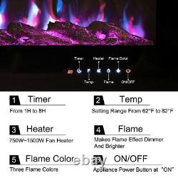 40 INCH BLACK RECESS INSERT FIRE WALL MOUNTED ELECTRIC FIREPLACE GLASS 1020 x550