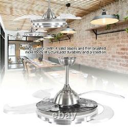 42'' Ceiling Fan Light LED Dimmable Retractable Blade Lamp Remote Control Timer
