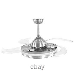 42'' Ceiling Fan Light LED Dimmable Retractable Blade Lamp Remote Control Timer