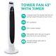 43 Oscillating Tower Fan With Remote Control 60w Air Cooling Fan 3 Speed Timer