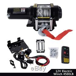 4500LBS Heavy Duty Electric Recovery Winch 12V Remote Control Rope Trailer Truck