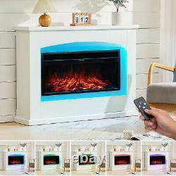 47 Large Fireplace Heater Electric Fire Place MDF Surround 7 Color LED Backlit