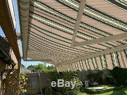 4.5m Half Cassette Electric Patio Awning Pink Stripe- remote controlled