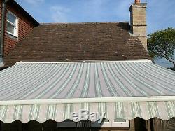 4.5m Half Cassette Electric Patio Awning Pink Stripe- remote controlled