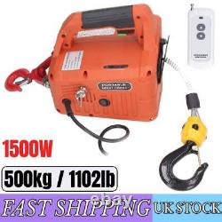 500KG Portable Tracking Block Electric Winch Hoist Remote Control HoistUK