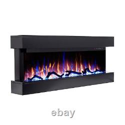50 55 Inch Led Hd+ Panoramic Mantel Wall Mounted Electric Fire 3 Sided Glass New