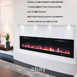 50 60 72 82 Inch Led Digital Flames Black White Inset Wall Mounted Electric Fire