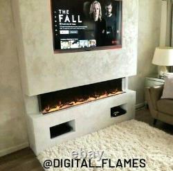 50 60 72 Inch Stunning Panoramic Inset Electric Fire 3 Sided Full Glass Tank