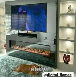 50 60 INCH LED DIGITAL FLAMES NEW THIN BORDER 2.5cm INSET ELECTRIC FIRE 2021