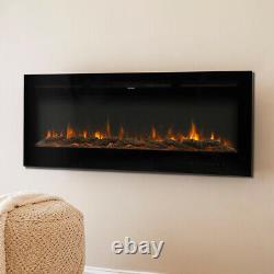 50/60 Inch Electric LED Fireplace Insert/Wall Mount Fire Heater +Remote Control