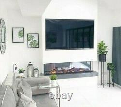 50 60 Inch Stunning Panoramic Inset Electric Fire 3 Sided Full Glass Fish Tank
