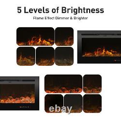 50'' Electric Fireplace LED Adjustable 12 Flame Wall Mounted Heater Log 1800W