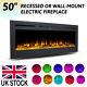 50 Electric Fireplace Wall Mounted Inset Into Fire With Led Flame Mirror Effect