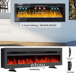 50 Electric Fireplace Wall Mounted Inset Into Fire with LED Flame Mirror Effect