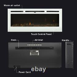 50 Electric LED Fireplace Wall Inset Fire Wall Mounted Heater 12 Flame withRemote