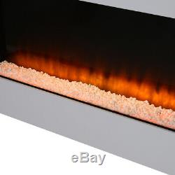 50 INCH WIDE LED FLAMES WALL MOUNTED ELECTRIC FIRE FLAT GLASS FIREPLACE WithREOMTE