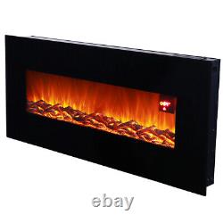 50 Inch Electric Fire Fireplace Wall Hung LED Flame Effect Heater with Remote