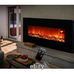 50 Inch Electric Flat Glass Fireplace Wall Mounted Fire Flame Heater with Remote