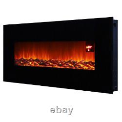 50 Inch LED Flame Black Wall Mounted Electric Fire Warmer with Remote Control NEW