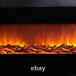 50 Inch LED Flame Black Wall Mounted Electric Fire Warmer with Remote Control NEW