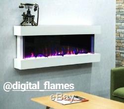 50 Inch Led Digital Flames Black Mantel 3 Sided Glass Wall Mounted Electric Fire