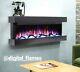 50 Inch Led Digital Flames Black Mantel 3 Sided Glass Wall Mounted Electric Fire