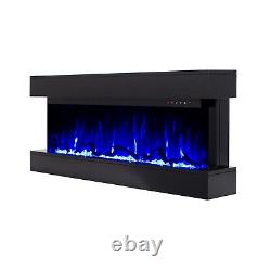 50 Inch Led Digital Flames White Mantel 3 Sided Glass Wall Mounted Electric Fire