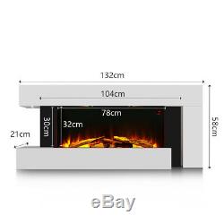 50 Inch Led Flicker Flames Electric Fire White Wall Mounted Fire Suite Fireplace