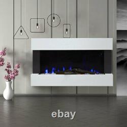 50 Inch Led Flicker Flames Electric Fire White Wall Mounted Fire Suite Fireplace