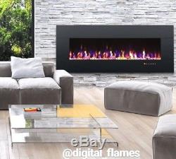 50 Inch Led'digital Flames' White Black Glass Wall Mounted Electric Fire 2019