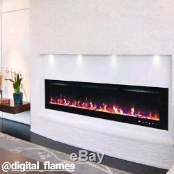 50 Inch Led'digital Flames' White / Black Glass Wall Mounted Electric Fire 2019