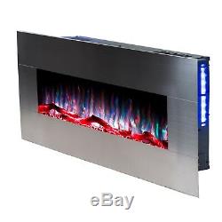 50 Inch Luxury Led Digital Flames Brushed Steel Wall Mounted Electric Fire 2019