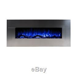 50 Inch Luxury Led Digital Flames Brushed Steel Wall Mounted Electric Fire 2019