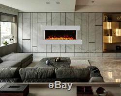 50 Large LED Modern Fireplace Electric Heater Fire High Gloss glass Slim Flame