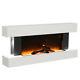 50 Wall Mounted Floating Electric Fireplace Suite Led Log Fire Heater Remote Uk