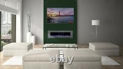 50 or 60 Inch White Black Grey Wall Mounted Flush Electric Fire Stunning Feature