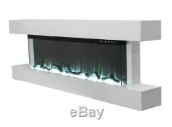 55 Inch Black White Grey Mantel Wall Mounted Electric Fire 3 Sided Glass New