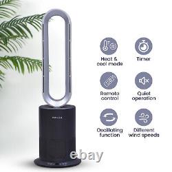 5 in 1 Electric Bladeless Heater/Fan with Remote Control 86x27x16Cm Grey Silver