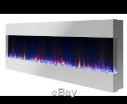 60 Inch Digital Flames Black Recess Wall Mounted Electric Fire 3 Sided Fish Tank