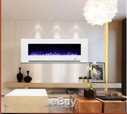 60 Inch Led'digital Flames' White / Black Glass Wall Mounted Electric Fire 2019