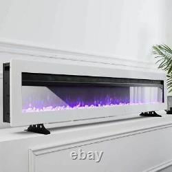60 Slim Wide Electric Fireplace Wall Mount Recessed Into Fire 9 Fuel Bed Colors