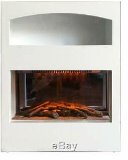70cm White Electric Fireplace Wooden Log Storage Cabinet Heater 3D Flame Effect