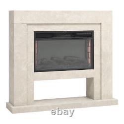 7 Colour Electric Fireplace with Surround And Remote Adjustable Fire Log Flame