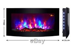 7 Colour Led Flame Effect Truflame Log Effect Curved Wall Mounted Electric Fire