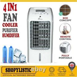 80W Portable Evaporative Air Cooler with Remote Control Fans 4 Liter Water Tank