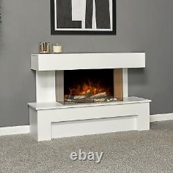 Adam Havanna White Fireplace Suite Electric Fire Log Heater Heating Flame Effect